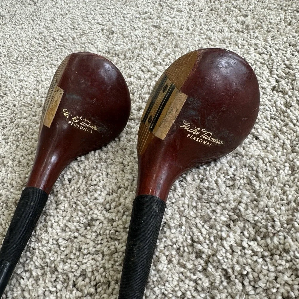 Vintage Golf Driver 1, 2, 3 &4 Wood Steel Shaft Clubs Spalding & Hagen